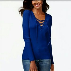 💙 INC INTERNATIONAL CONCEPTS RIBBED TIE NECK SWEATER NWT 💙